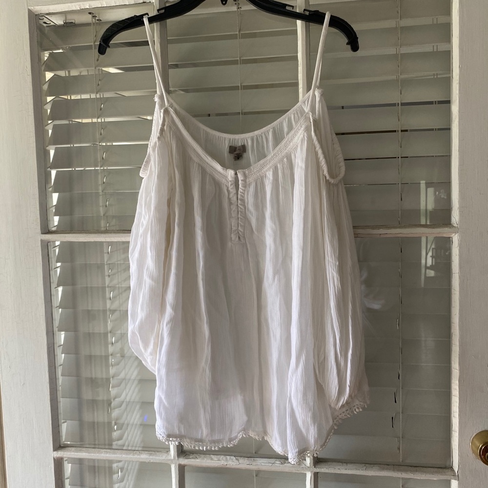 Off the shoulder white flowy top